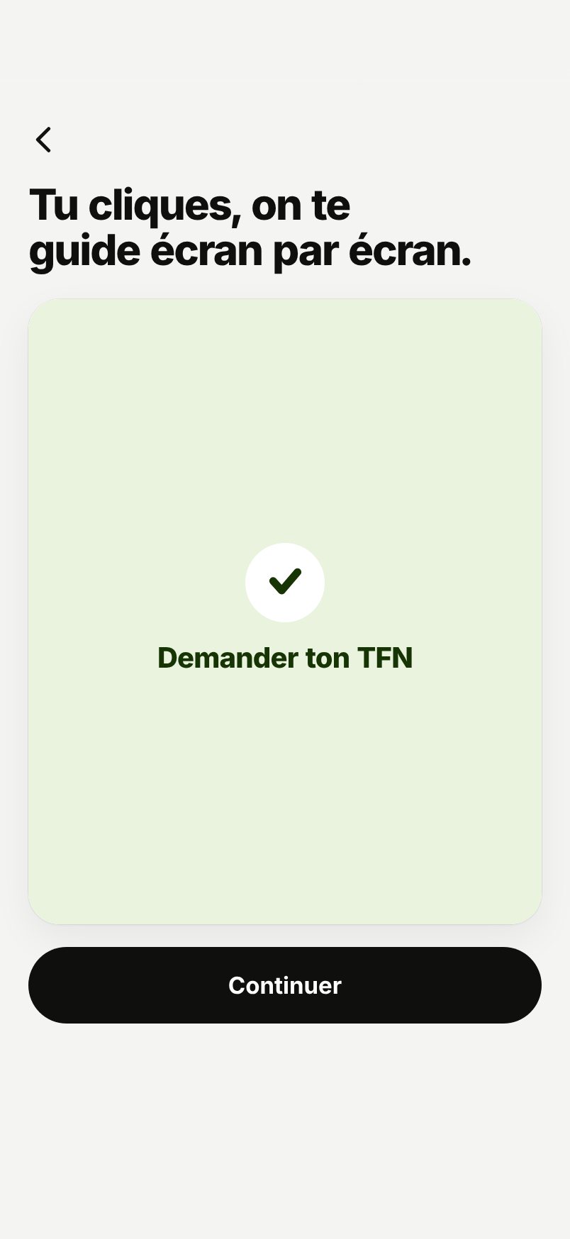 WHV Wallet : démarche « Demander ton TFN » faite