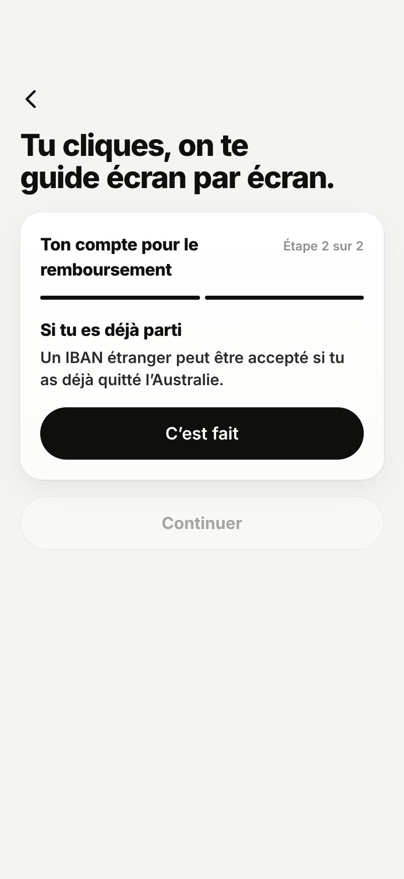 WHV Wallet : guide « Ton compte pour le remboursement » : si tu es déjà parti