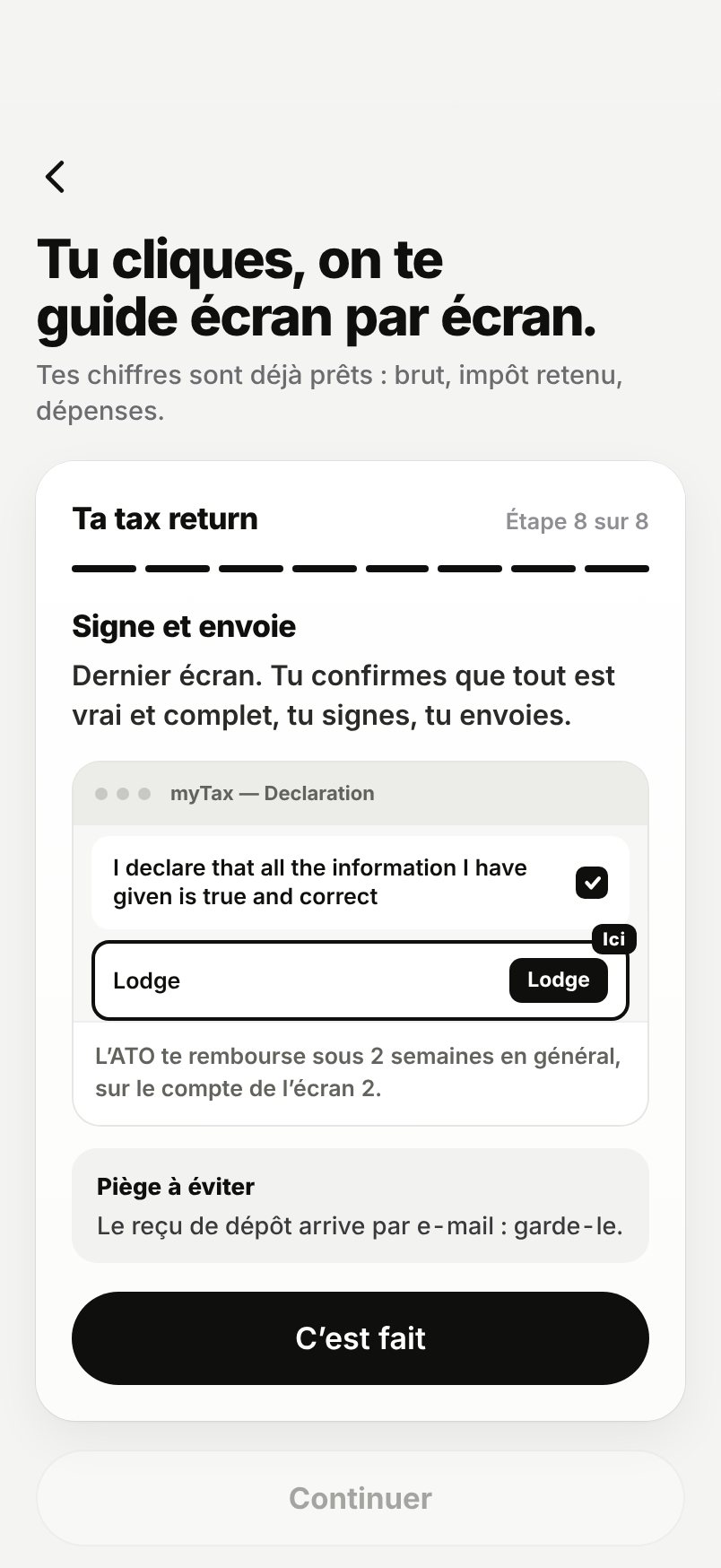 WHV Wallet : guide tax return, étape 8 : signer et envoyer
