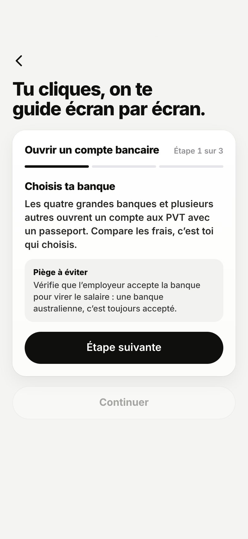WHV Wallet : guide compte bancaire, étape 1