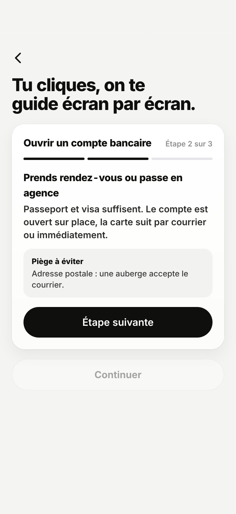 WHV Wallet : guide compte bancaire, étape 2 : rendez-vous en agence