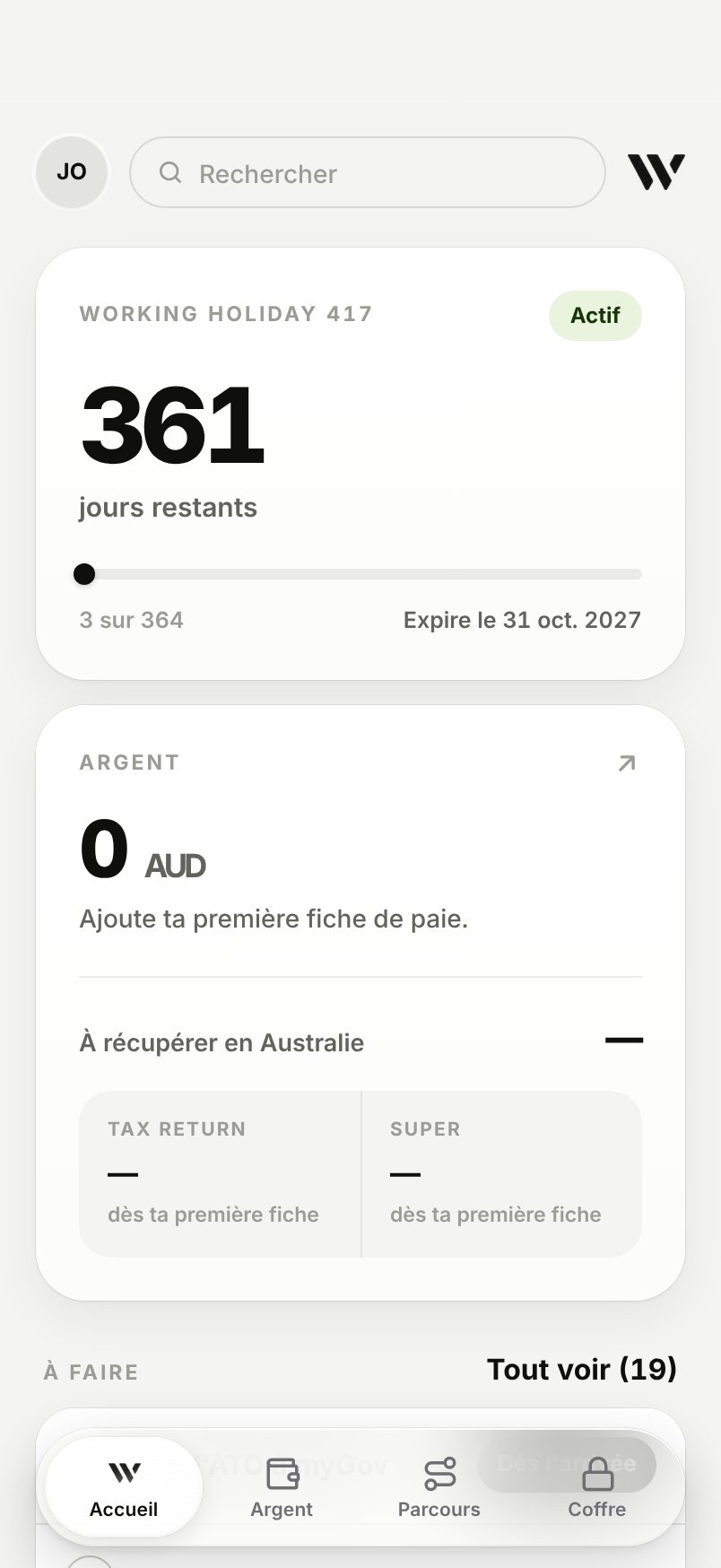 WHV Wallet : accueil, jour 3 en Australie