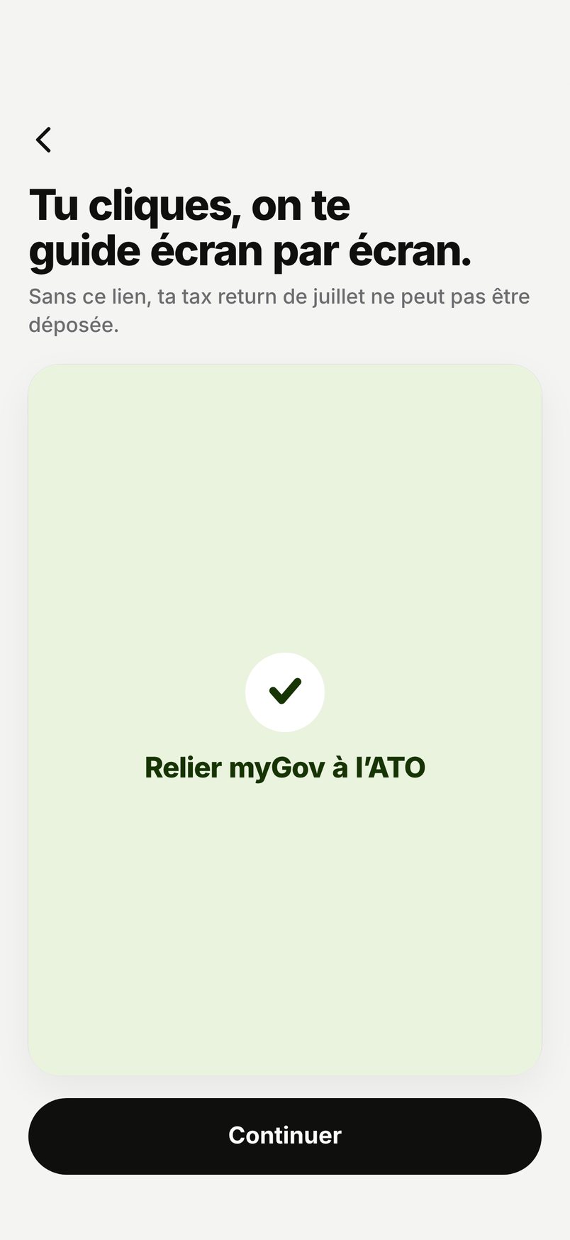 WHV Wallet : démarche Relier myGov à l'ATO terminée