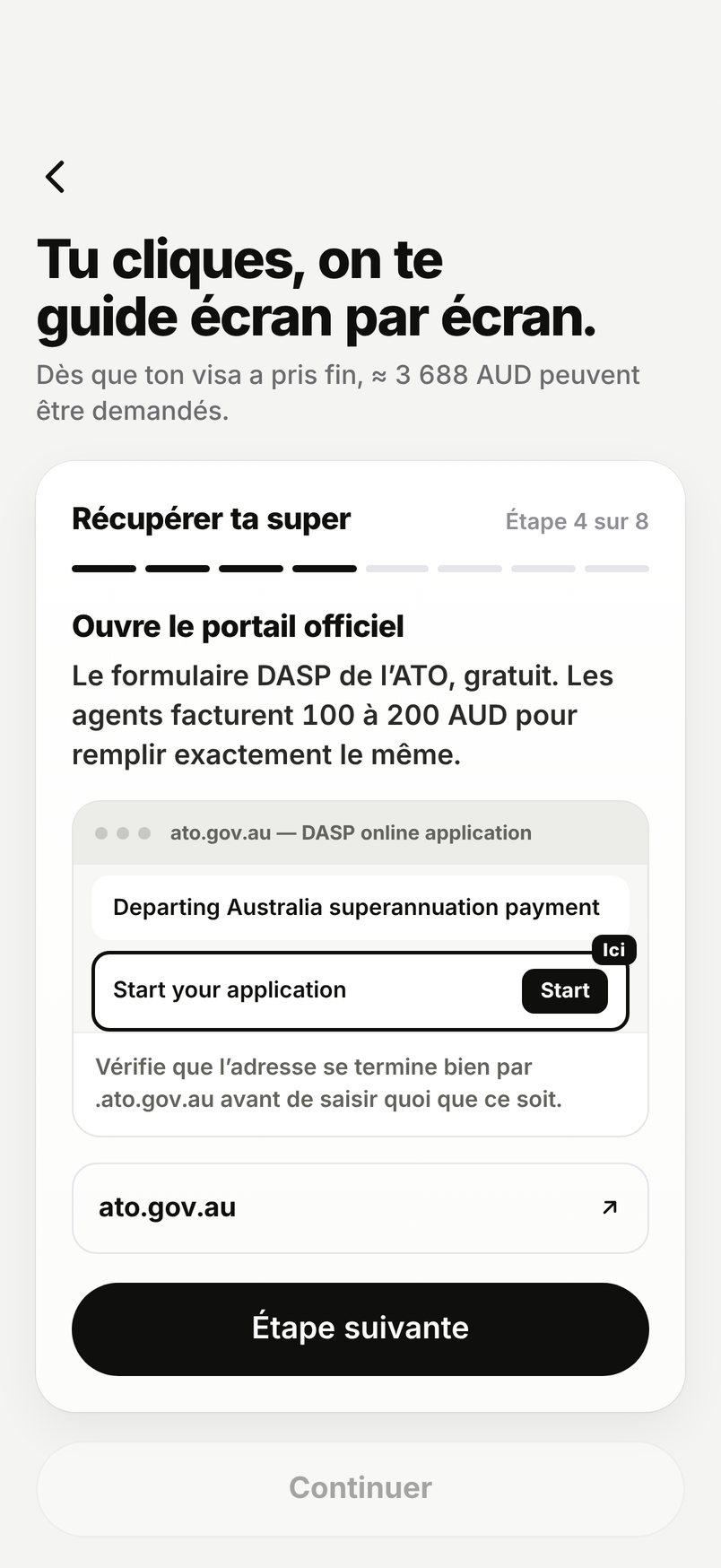 Guide DASP de WHV Wallet, étape 4 : ouvrir le portail officiel de l'ATO