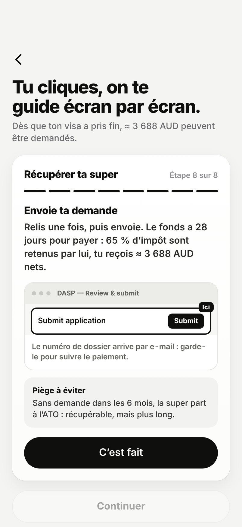 Guide DASP de WHV Wallet, étape 8 : envoyer la demande